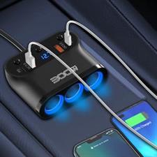 Cigarette Lighter Splitter 300W: OUFFUN Dual 18W QC3.0 and 30W PD USB-C Multi Way Cigarette Lighter Adapter DC Outlet Car 12V Splitter with LED Voltmeter Switches for iPhone Samsung Phone GPS Dash Cam
