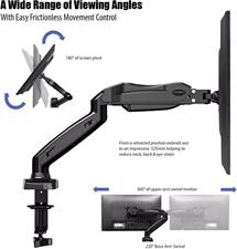 Invision PC Monitor Arm Ergonomic Height Adjustable Gas Assisted Full Motion | Single Arm Desktop Clamp Mount for 17–27” Screens with Tilt Swivel Extend | VESA 75mm/100mm Weight 2kg-6.5kg (MX150) (Used)