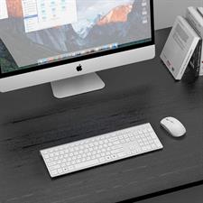 JOYACCESS Rechargeable Wireless Keyboard Mouse Combo with 500mAh Batteries,Silent Ergonomic Mouse for PC/Laptop/ White Silver
