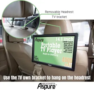 LEADSTAR 14 Inch Portable Digital ATSC TFT HD Screen Freeview LED TV for Car, Caravan, Camping, Outdoor or Kitchen. Built-in Battery Television/Monitor with Multimedia Player Support USB Card