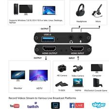 ZasLuke Game Capture Card, USB 3.0 4K Audio Video Capture Card with HDMI Loop-Out 1080P 60FPS Live Streaming 
