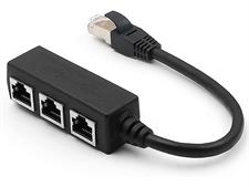 RJ45 Ethernet Splitter, RJ45 1 Male to 3 x Female LAN Ethernet Splitter Adapter Cable Suitable Super Cat5, Cat5e, Cat6, Cat 7 LAN Ethernet Socket Connector Adapter-Black