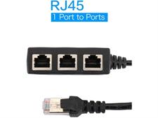 RJ45 Ethernet Splitter, RJ45 1 Male to 3 x Female LAN Ethernet Splitter Adapter Cable Suitable Super Cat5, Cat5e, Cat6, Cat 7 LAN Ethernet Socket Connector Adapter-Black