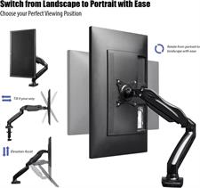 Invision PC Monitor Arm Ergonomic Height Adjustable Gas Assisted Full Motion | Single Arm Desktop Clamp Mount for 17–27” Screens with Tilt Swivel Extend | VESA 75mm/100mm Weight 2kg-6.5kg (MX150) (Used)