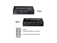 HDMI Matrix Switch 2x2,AUBEAMTO 4K@60Hz HDMI Switch Adapter 2 in 2 Out with IR Remote Control, Support HDMI 2.0b, HDCP2.2, HDR10, Ultra HD, 3D