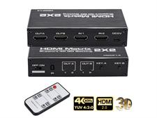 HDMI Matrix Switch 2x2,AUBEAMTO 4K@60Hz HDMI Switch Adapter 2 in 2 Out with IR Remote Control, Support HDMI 2.0b, HDCP2.2, HDR10, Ultra HD, 3D