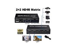 HDMI Matrix Switch 2x2,AUBEAMTO 4K@60Hz HDMI Switch Adapter 2 in 2 Out with IR Remote Control, Support HDMI 2.0b, HDCP2.2, HDR10, Ultra HD, 3D