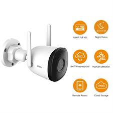IMOU Bullet 2E 3 MP surveillance camera for outdoor & indoor use, WiFi, 4 models, WiFi IP outdoor camera, Wi-Fi 2.4 GHz, colour night vision, IP67 weatherproof, person recognition, supports Alexa & Google Assistant