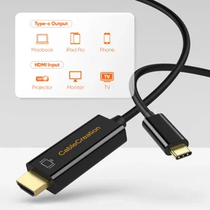 CableCreation USB C to HDMI Cable for Home Office 4K@60Hz 6FT, Type C to HDMI Thunderbolt 3 Compatible with iPhone 16 Pro Max Plus, MacBook Pro Air iPad Pro, XPS