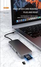 USHB BL10V 10-in-1 USB 3.0 Type-C Hub - HD-MI, USB3.0, USB2.0 x 2, SD, TF, RJ45, VGA, Audio 3.5mm, PD - High Definition Video Transfer