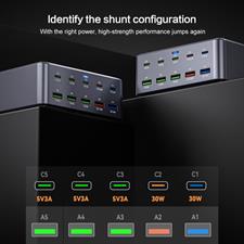 HW33 100W Type-C + USB 10-Port Desktop Fast Charger, Plug Type:UK Plug