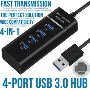Enligne 4 Port USB HUB 1.2 Meter Cable Length SuperSpeed 3.0 High-Speed Multiport Slim USB Hub