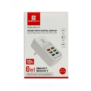Biboshi Socket With Digital Display 6 in 1 USB Charger 31650