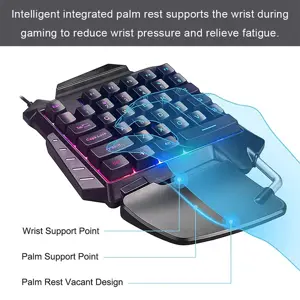 Mini One-Hand Mechanical Keyboard Gaming Keyboard 35 Keys Colorful Backlit Game Keyboard G92 Black