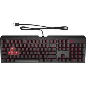 HP Omen Encoder Mechanical Gaming Wired Keyboard, Full-Size, Cherry MX Red Switches, Anti-Ghosting with N-key Rollover, Red LED Keylighting, 180cm Braided Cable, English Layout, Black (USED)