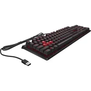 HP Omen Encoder Mechanical Gaming Wired Keyboard, Full-Size, Cherry MX Red Switches, Anti-Ghosting with N-key Rollover, Red LED Keylighting, 180cm Braided Cable, English Layout, Black (USED)