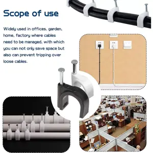 KSS - 6mm Width Wire Clip with Steel Nail, White, Cable organizer for Tables, Walls, Ceiling, Telephone, Boards Etc. – Pack of 100