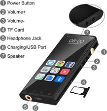 M200 M390 WiFi Android MP4 Player Bluetooth5.0 Full Touch Screen 3.5inch 16GB Audio Player with Speaker,FM,E-book,Recorder,Video