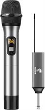TONOR Wireless Microphone, UHF Metal Cordless Handheld Mic System with Rechargeable Receiver, for Karaoke, Singing, Party, Wedding, DJ, Speech, 200ft (TW620), Grey