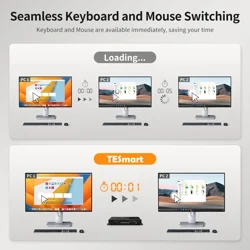 TESmart KVM Switch HDMI PC Switcher 2 Input 1 Output KVM Selector Switch HDMI Version 4K Ultra HD 2 x 1 HDMI KVM Switch 4K @ 60Hz 4: 4: 4 with 2 Pieces 5ft KVM Cables, USB 2.0 Device Control