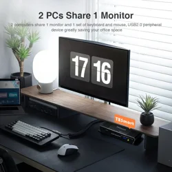 TESmart KVM Switch HDMI PC Switcher 2 Input 1 Output KVM Selector Switch HDMI Version 4K Ultra HD 2 x 1 HDMI KVM Switch 4K @ 60Hz 4: 4: 4 with 2 Pieces 5ft KVM Cables, USB 2.0 Device Control