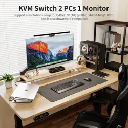 TESmart KVM Switch HDMI PC Switcher 2 Input 1 Output KVM Selector Switch HDMI Version 4K Ultra HD 2 x 1 HDMI KVM Switch 4K @ 60Hz 4: 4: 4 with 2 Pieces 5ft KVM Cables, USB 2.0 Device Control
