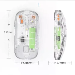 Transparent Wireless Mouse BT5.1/2.4G Bluetooth Mouse Rechargeable Mute Laptop Mice for Mac,iPad,MacBook,Laptop,PC Silent Mouse