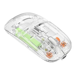 Transparent Wireless Mouse BT5.1/2.4G Bluetooth Mouse Rechargeable Mute Laptop Mice for Mac,iPad,MacBook,Laptop,PC Silent Mouse