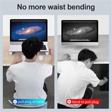 Vaydeer USB 3.0 Monitor Stand with Wireless Charging Aluminum Monitor Stand Riser Supports Data Transmission Metal Monitor Stand Supports up to 32 Inches for Computer, Laptop - Silver