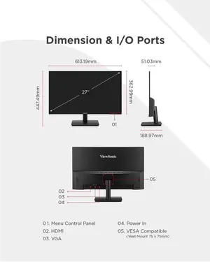 ViewSonic VA270A-H - 120Hz 1080p Full HD IPS 27" Monitor with Fast 1ms Response Time