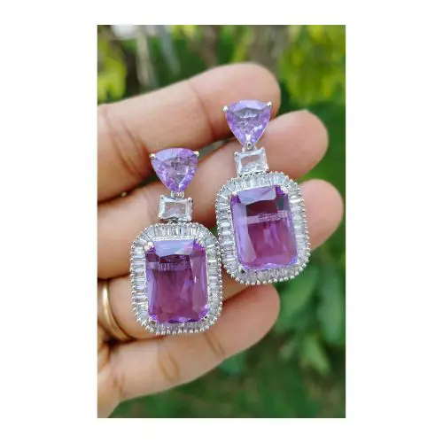  Amethyst Radiance – Statement Stud Earrings (Purple)|nauratan