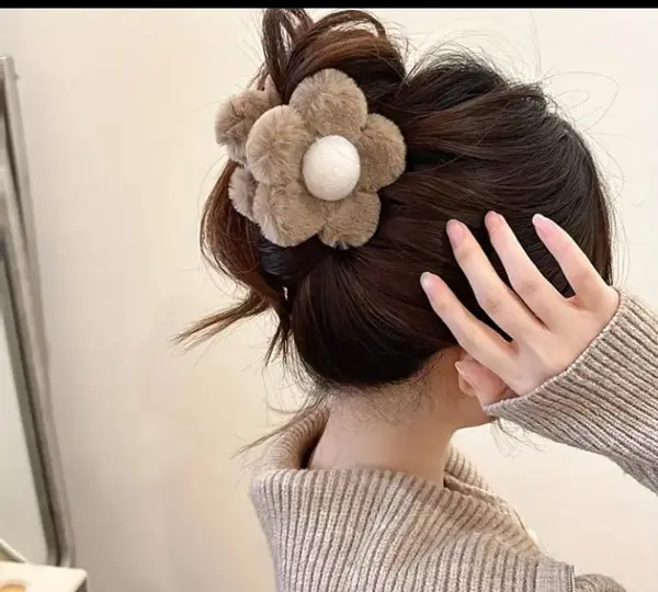 Chic Plush Floral Hair Clip
