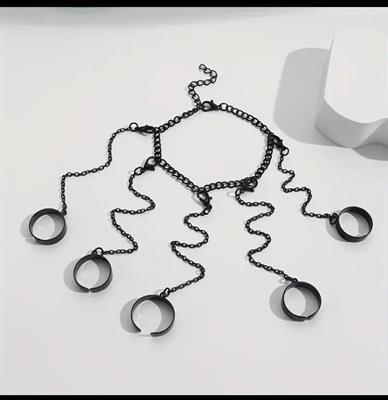  Punk Chain Finger Rings Bracelet 