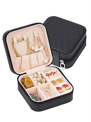 Small Jewelry Box, Mini Jewelry Travel Case, PU Leather Travel Jewelry Organizer Box, Small Portable Portable Jewelry Storage Holder for Womens Rings Earrings Necklaces Bracelets