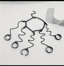  Punk Chain Finger Rings Bracelet 