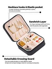 Small Jewelry Box, Mini Jewelry Travel Case, PU Leather Travel Jewelry Organizer Box, Small Portable Portable Jewelry Storage Holder for Womens Rings Earrings Necklaces Bracelets
