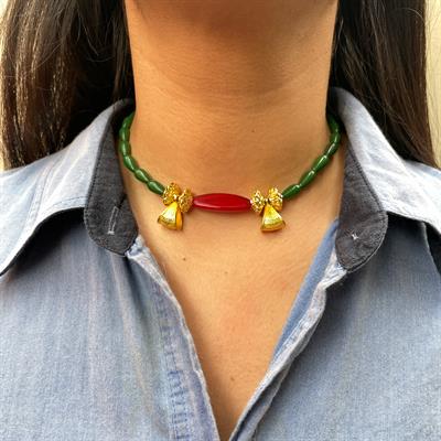 Moti red/green necklace (HMN31)