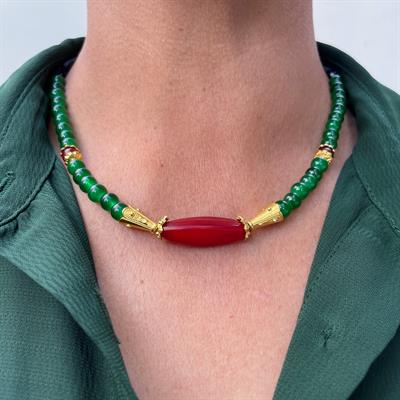 Moti red/green necklace4 (HMN038)
