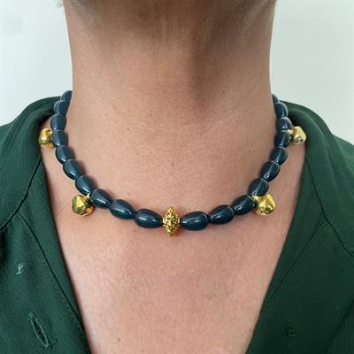 Blue moti necklace (HMN054)