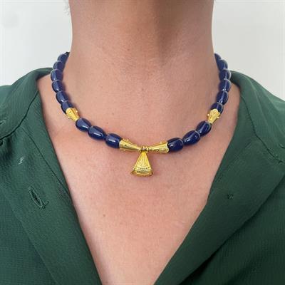 Blue moti necklace (HMN052)
