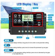 Solar Charge Controller Black Solar Panel Battery Smart Regulator Dual USB Ports Automatic Adjustable LCD Display