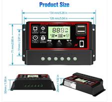 Solar Charge Controller Black Solar Panel Battery Smart Regulator Dual USB Ports Automatic Adjustable LCD Display