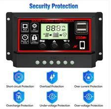 Solar Charge Controller Black Solar Panel Battery Smart Regulator Dual USB Ports Automatic Adjustable LCD Display