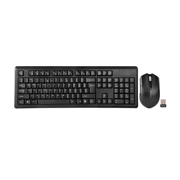 A4Tech 4200NS Wireless Keyboard Mouse Combo Set - Silent Clicks Mouse - Black