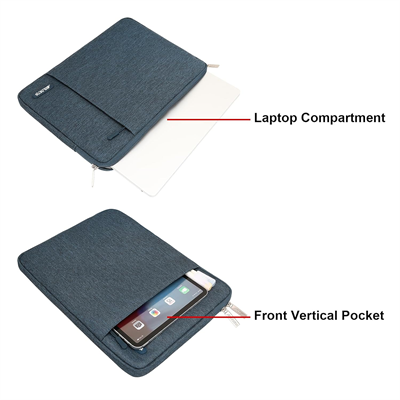 MOSISO Laptop Sleeve Bag Compatible with MacBook Pro 13 inch Polyester Vertical Case with Pocket, BLUE