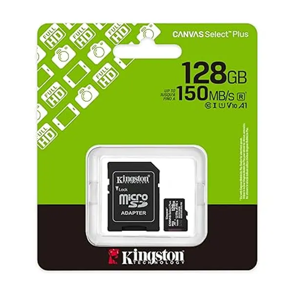Kingston 128GB Canvas Select Plus microSD Card | Read Up to 150MB/s | V10 A1 UHS-I | with SD Adapter | SDCS3/128GB