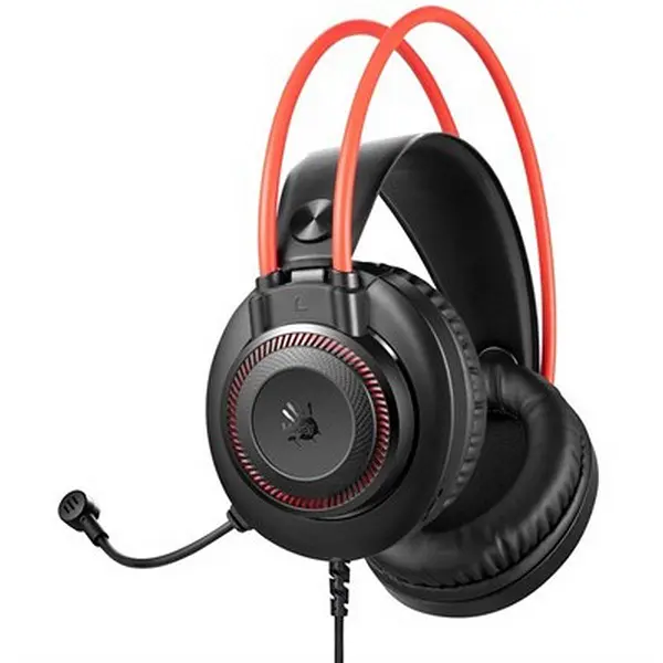 Bloody G200S USB Gaming Headset - 7 Color Breathing LED Light - Noise Canceling Mic - USB Cable - Lightweight - For PC/Laptop - Black