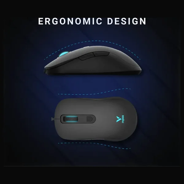 Rapoo V16RGB Optical Gaming Wired Mouse, Ergonomic Design, Onboard Memory, 6 Programmable Buttons, 12800 DPI, Customisable Drivers, Braided Cable