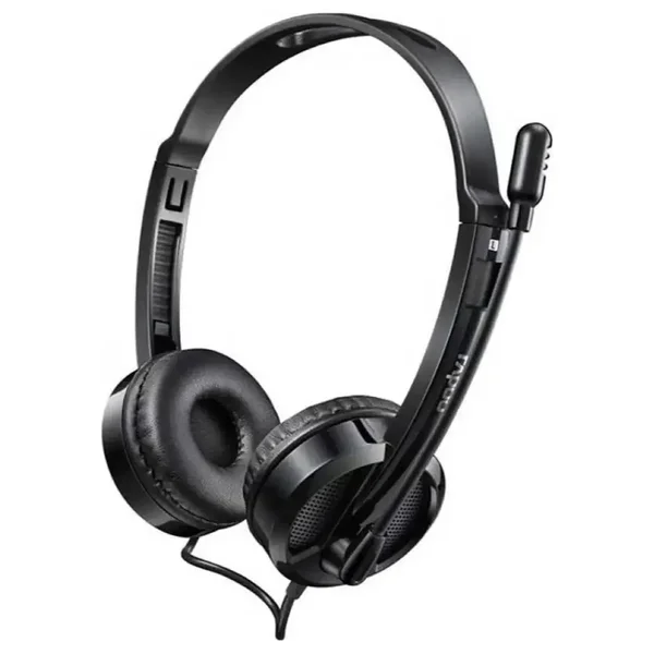 Rapoo H120 USB Stereo Headset, USB Digital Audio, Noise-Reduction Adjustable Rotary Mic, In-Line Controller, Plug-and-Play, Black