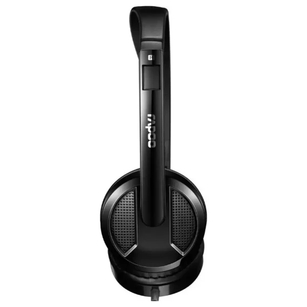 Rapoo H100 Wired Stereo Headset, 3.5mm, Rotating Noise-Cancelling Mute Mic, In-Line Controller, Black